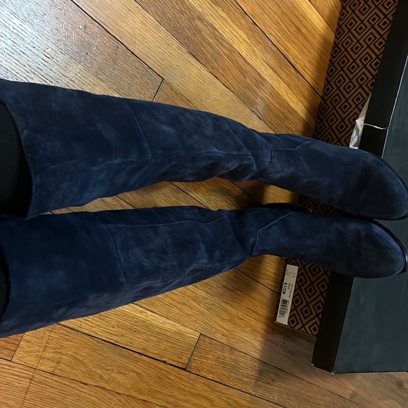 Blue suede knee boots - Picture 11 of 14